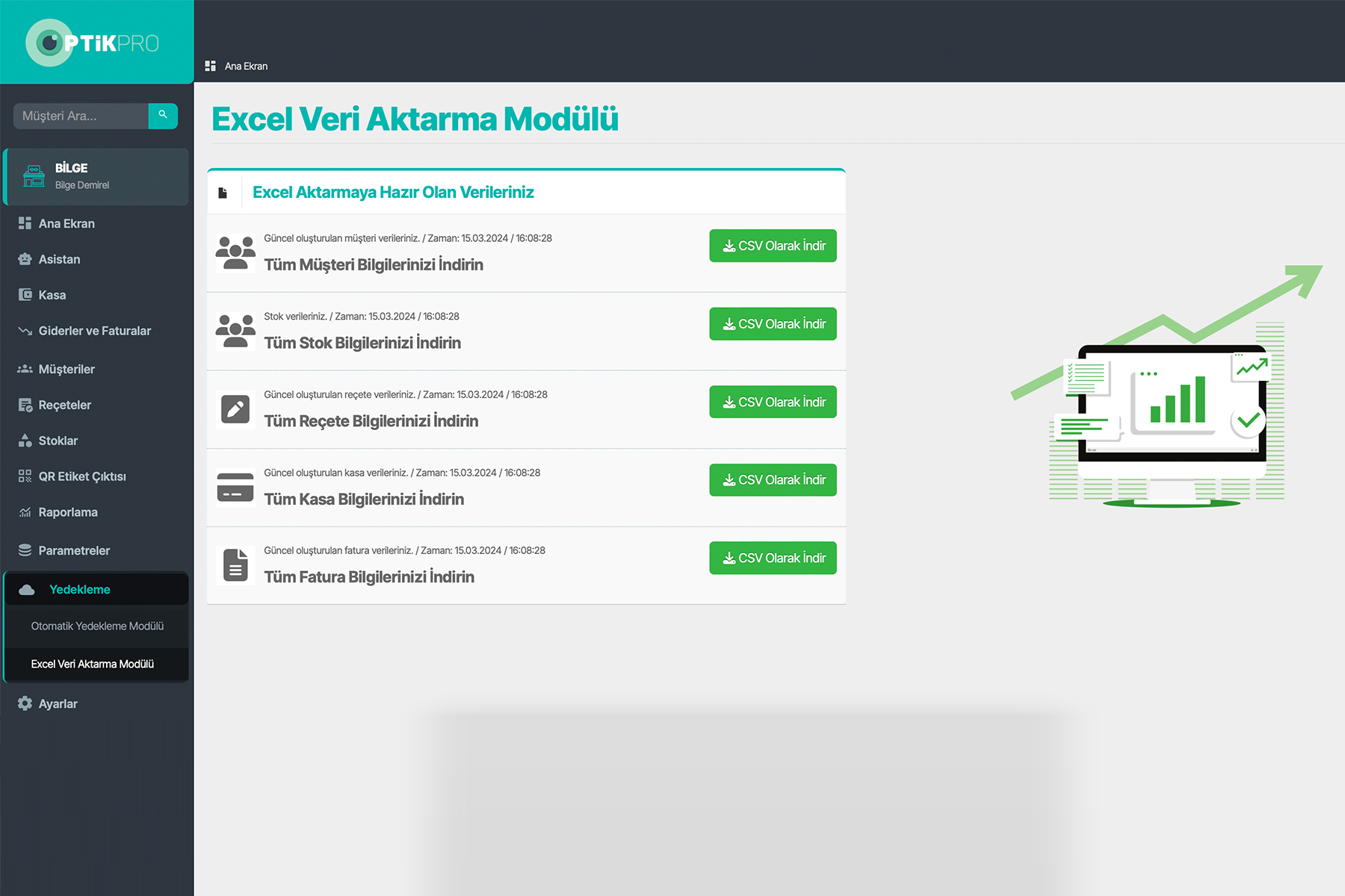 OptikPro Excel Veri Aktarma Modülü Yayında