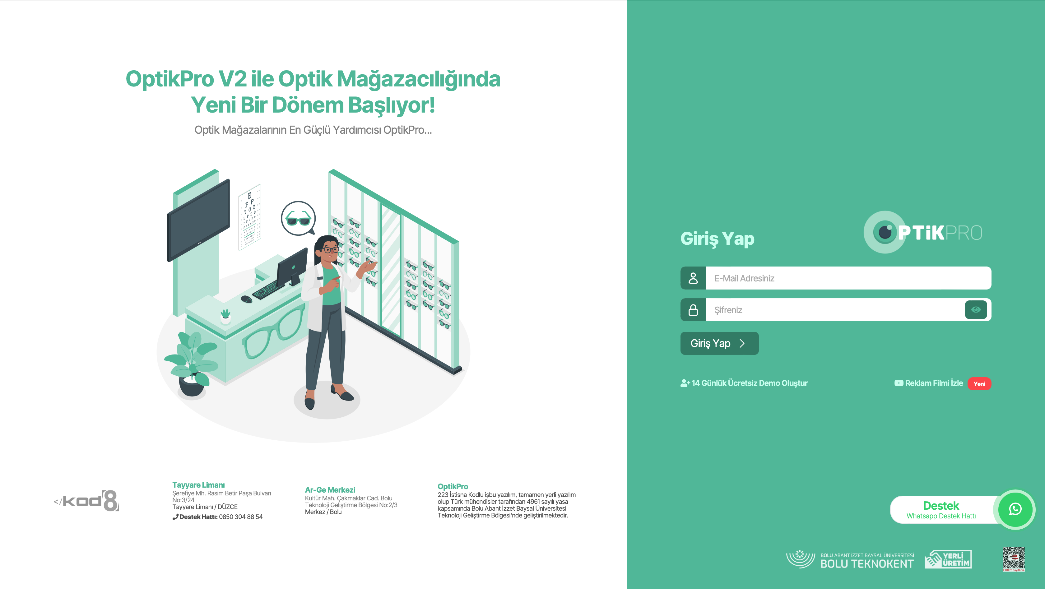 OptikPro Giriş Ekranı